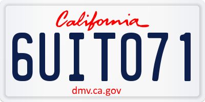 CA license plate 6UIT071