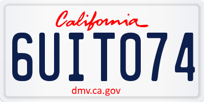 CA license plate 6UIT074