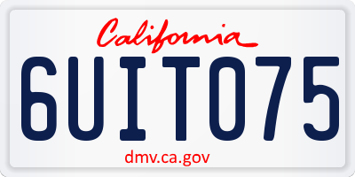 CA license plate 6UIT075