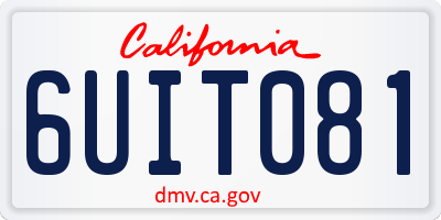 CA license plate 6UIT081