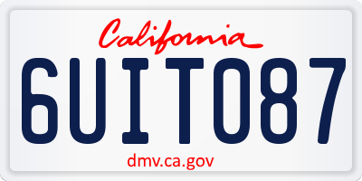CA license plate 6UIT087