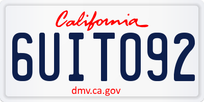 CA license plate 6UIT092