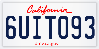 CA license plate 6UIT093