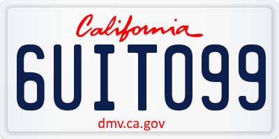 CA license plate 6UIT099