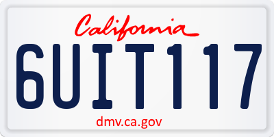 CA license plate 6UIT117