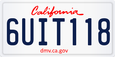 CA license plate 6UIT118