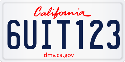 CA license plate 6UIT123