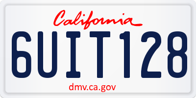 CA license plate 6UIT128