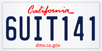 CA license plate 6UIT141