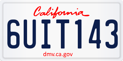 CA license plate 6UIT143
