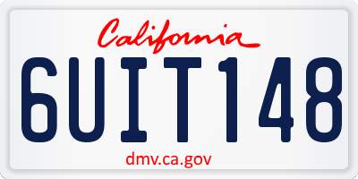 CA license plate 6UIT148
