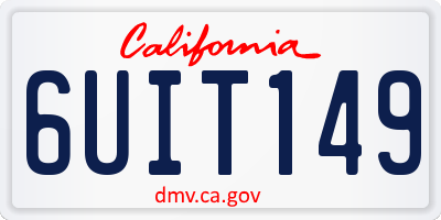 CA license plate 6UIT149
