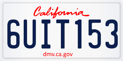 CA license plate 6UIT153