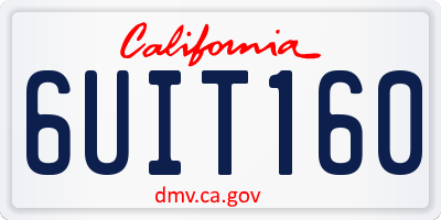 CA license plate 6UIT160