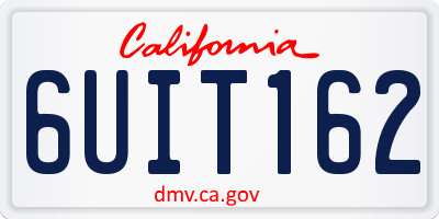 CA license plate 6UIT162