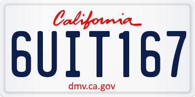 CA license plate 6UIT167