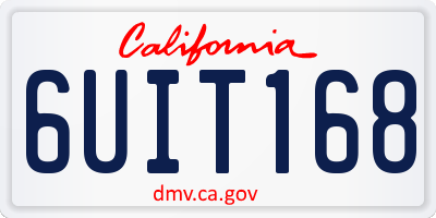 CA license plate 6UIT168