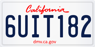 CA license plate 6UIT182