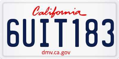 CA license plate 6UIT183