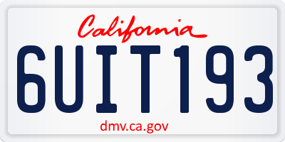 CA license plate 6UIT193