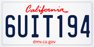 CA license plate 6UIT194