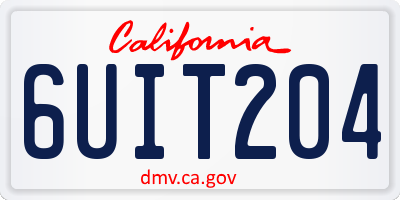 CA license plate 6UIT204