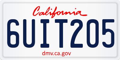 CA license plate 6UIT205