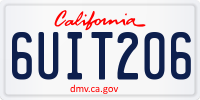 CA license plate 6UIT206
