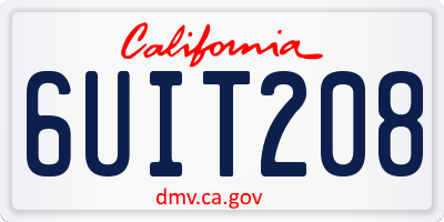 CA license plate 6UIT208