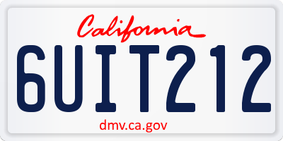 CA license plate 6UIT212