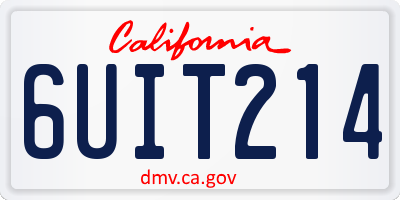 CA license plate 6UIT214
