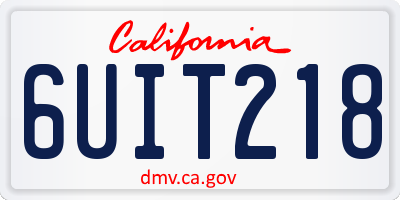 CA license plate 6UIT218