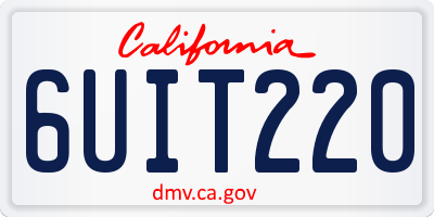 CA license plate 6UIT220