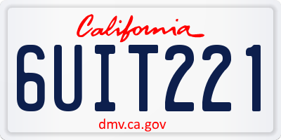 CA license plate 6UIT221