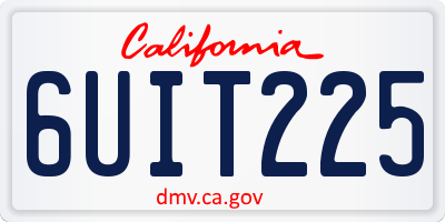 CA license plate 6UIT225