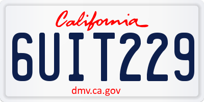 CA license plate 6UIT229