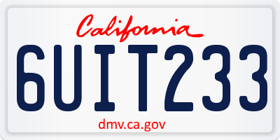 CA license plate 6UIT233