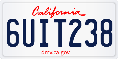 CA license plate 6UIT238