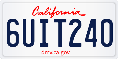 CA license plate 6UIT240