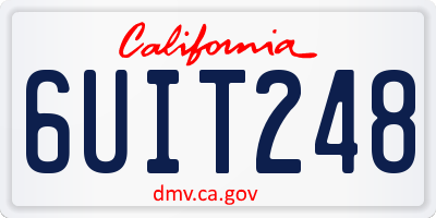 CA license plate 6UIT248