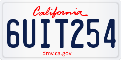 CA license plate 6UIT254