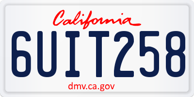 CA license plate 6UIT258