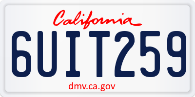 CA license plate 6UIT259