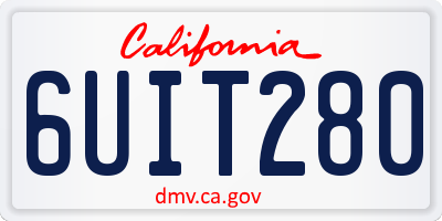CA license plate 6UIT280