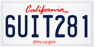 CA license plate 6UIT281