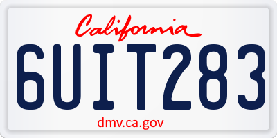 CA license plate 6UIT283