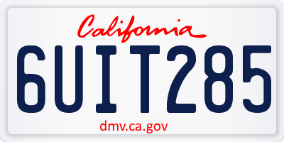 CA license plate 6UIT285