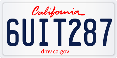 CA license plate 6UIT287
