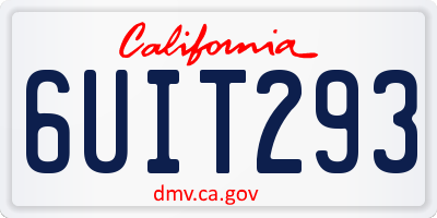 CA license plate 6UIT293