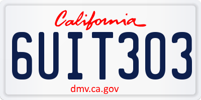 CA license plate 6UIT303